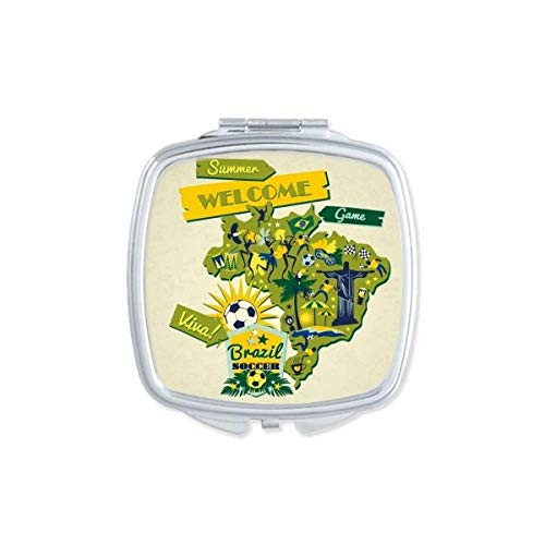 Welcom Brazil Summer Soccer Mirror Portable Compact Pocket Makeup Double Sided Glass Welcom Brazil Summer Soccer Mirror Portable Compact Pocket Makeup Double Sided Glass