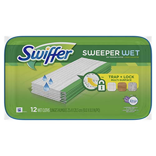 Swiffer Sweeper Wet Mopping Pad Refills for Floor Mop with Febreze Lavender Scent 12 Count