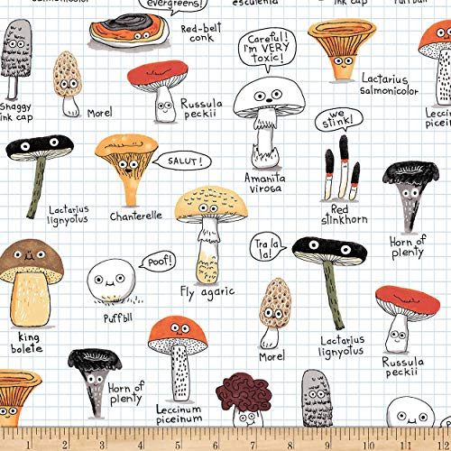 Michael Miller Fabrics Michael Miller The Mushroom Fan Club Forage Finds Fabric, White