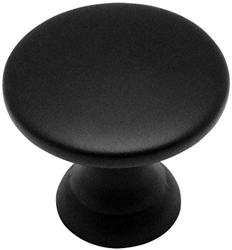 Cosmas 4545FB Flat Black Cabinet Hardware Round Knob - 7/8" Diameter