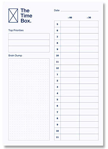 The Time Box Daily to Do List Notepad  Time Blocking Daily Planner Pad  and  Day Planner, Hourly Productivity Organizer, Goal and Project Scheduler, Check List - 60 Undated Tear Off Sheets 7" x 10"
