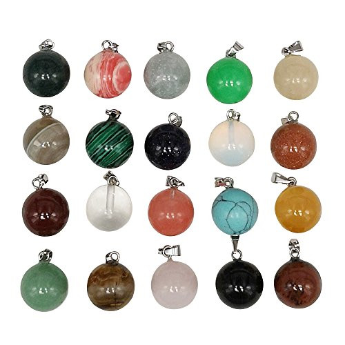 Chenkou Craft Wholesale Lots Mix Ball Assorted 10pcs Natural Stone Pendants Charms Jade Turquoise Agate Crystal Quartz Precious Stone Beads Bracelet Necklace Jewelry Gemstone -Round Random 10ps- Chenkou Craft Wholesale Lots Mix Ball Assorted 10pcs Natural Stone Pendants Charms Jade Turquoise Agate Crystal Quartz Precious Stone Beads Bracelet Necklace Jewelry Gemstone -Round Random 10ps-