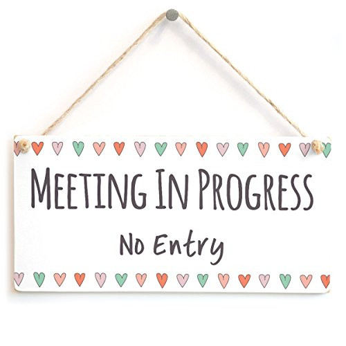 Meijiafei Meeting in Progress No Entry - Functional Privacy Do Not Enter Meeting Hanging Door Sign 10" X 5"