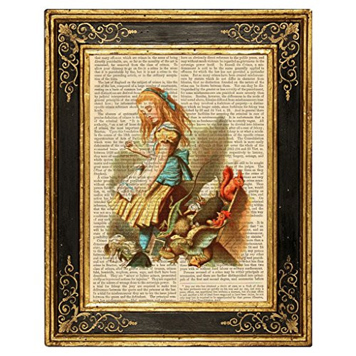 Alice in Wonderland Upset Jury Upcycled Vintage Book Page Art Print 8x10 Unframed