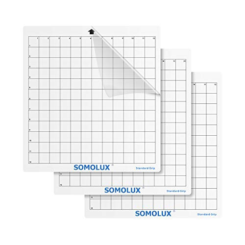 SOMOLUX Standard-Grip Adhesive Cutting Mat 3 Pack, Suit for Cameo1,2,3 Explore Air1,2 Die Cutting Machine, 12x12 inch Clear