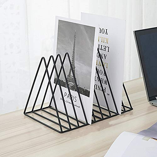 9 Slot Magazine Holder File Sorter Organizer Desktop Magazine File Holder Rack Stand, Desktop Iron Storage Rack Bookshelf Multifunction Triangle File Organizer for Office Home Decoration -Black-