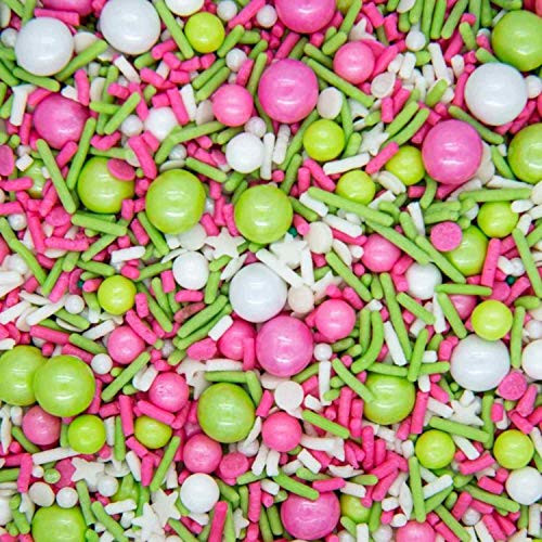 Sprinkles for Cake, Cookie, Cupcake Decorating, and Baking - Fancy Edible Cake Sprinkles and Toppings in Lime Jimmies, Green Nonpareils, Pink Sugar Crystal, and White Sugar Pearl Sprinkles for Donuts Sprinkles for Cake, Cookie, Cupcake Decorating, and Baking - Fancy Edible Cake Sprinkles and Toppings in Lime Jimmies, Green Nonpareils, Pink Sugar Crystal, and White Sugar Pearl Sprinkles for Donuts