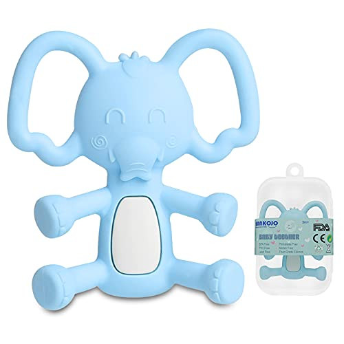 Baby Teething Toys for Babies 0-6 Months Easy-Hold Silicone Elephant Teether Toys with Storage Case Soothe Babies Sore Gums Freezer Safe BPA-Free Teethers for 6-12 Months Infant Boys and Girls -Blue- Baby Teething Toys for Babies 0-6 Months Easy-Hold Silicone Elephant Teether Toys with Storage Case Soothe Babies Sore Gums Freezer Safe BPA-Free Teethers for 6-12 Months Infant Boys and Girls -Blue-