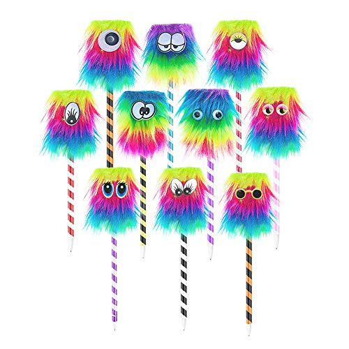 10 Pcs Ballpoint Pens Cartoon Funny Rollerball Pen Cute Rainbow Pompom Pen Writing Ballpoint Pen for School Office Home Stationery Supply