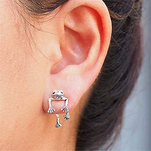 QDYL 1/2/3 Pair Two Way Frog Earrings, Frog Lover Jewelry Earrings,925 Sterling Silver Dangle Post Earrings,Very Cute Frog Ear Jacket for Frog Lovers -2 Pair-