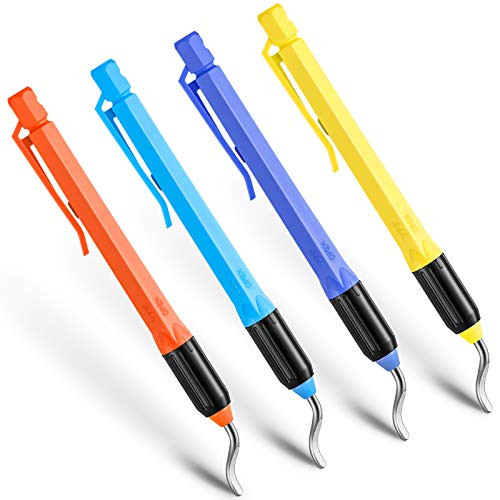 4 Pieces Deburring Tool Plastic Rotary Burr Removal HSS Blades Swivel Head Deburring Blades Tool Kit Deburr Knife Deburring Blade Removing Burr from Steel Wood Copper Brass Plastic Pipes