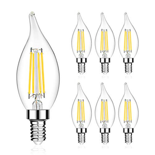 LANGREE B11 E12 LED Candelabra Base Bulbs 60W Equivalent, 5W LED Chandelier Light Bulbs, Non-Dimmable, LED Candle Light Bulb, Flame Tip, 5000K Daylight White, 550LM - Pack of 6 LANGREE B11 E12 LED Candelabra Base Bulbs 60W Equivalent, 5W LED Chandelier Light Bulbs, Non-Dimmable, LED Candle Light Bulb, Flame Tip, 5000K Daylight White, 550LM - Pack of 6