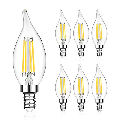 LANGREE B11 E12 LED Candelabra Base Bulbs 60W Equivalent, 5W LED Chandelier Light Bulbs, Non-Dimmable, LED Candle Light Bulb, Flame Tip, 5000K Daylight White, 550LM - Pack of 6