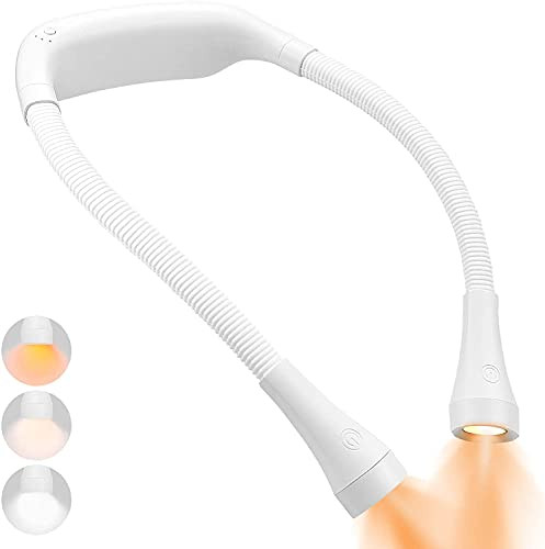 LED Neck Reading Light,Raniaco Rechargeable Book Light, 3 Colors 6 Brightness Levels Flexible Neck Hands Free Reading Lamp for Reading in Bed, Ideal for Crafts, Knitting, Walking, Jogging or BBQ