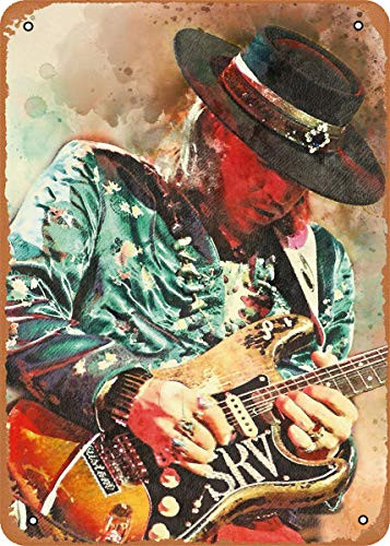 EICOCO Rock Stevie Ray Vaughan Plaque Poster Metal Tin Sign 8" x 12" Vintage Retro Wall Decor