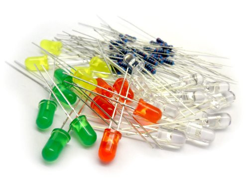 microtivity IL081 5mm Assorted LED w/Resistors -5 Colors, Pack of 25-