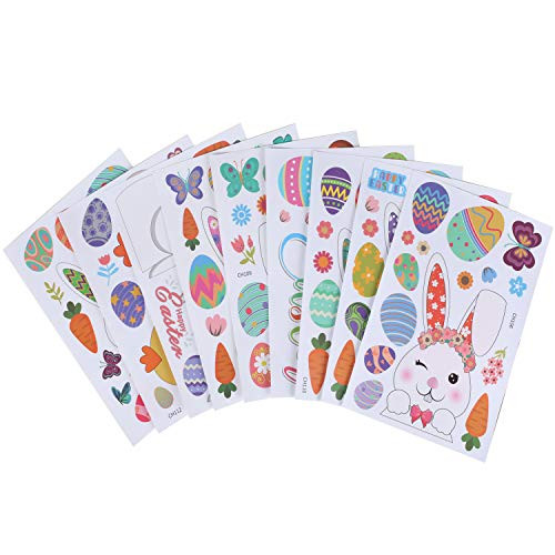 MIZOMOR Easter Window Clings Easter Window Bunny Chick Eggs Stickers Spring Window Clings Decals Easter Decorations for Windows Wall Door Floor Home Party Ornaments 9 Sheets