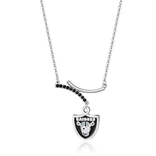 Pro Specialties Group NFL Oakland Raiders Dual Infinity Necklace Silver, 16" Chain - 1 1/4 x 1 1/2 Charm