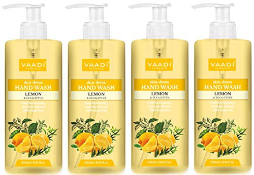 Hand Soap Liquid Pack of 4, 8.5 Oz Each - Vaadi Herbals -Lemon and Eucalyptus- - Vaadi Herbals