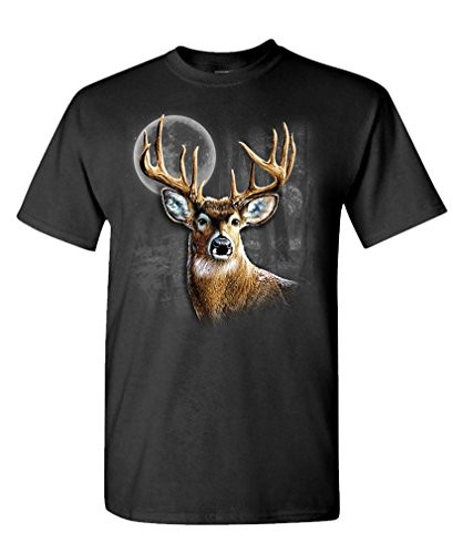Whitetail Wilderness Deer Buck Hunter Hunt - Mens Cotton T-Shirt, XL, Black