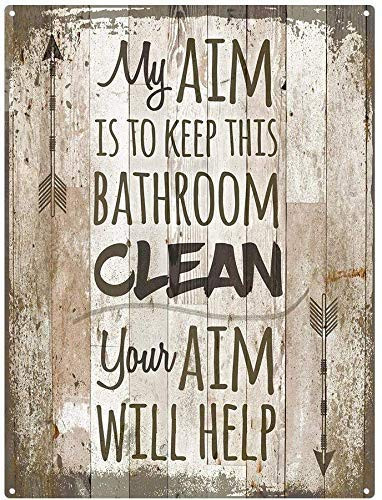 Bathroom Rules Tin Sign My Aim is to Keep This Bathroom Clean Vintage Metal Sign Cafe Bar Pub Family Beer Wall Decor 8X12 inch