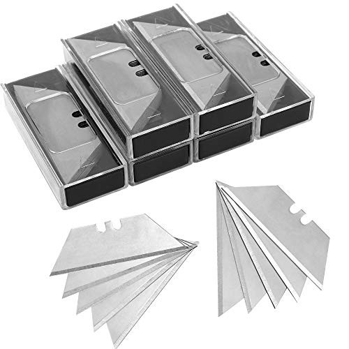 60 Pack Utility Knife Blades, SK5 Steel Heavy Duty Box Cutter Replacement Blades with Plastic Case?Standard Size Razor Blades for Most Standard Utility Knives