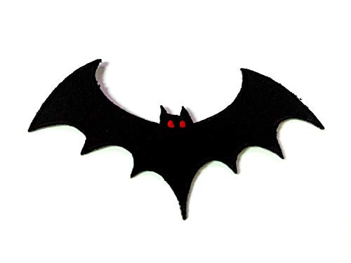 TH Black Evil Bat Vampire Halloween Patch Biker Motorcycle Embroidered Applique Sew Iron on Patch for Hat Jackets Bags Jeans T-Shirt Backpacks Costume