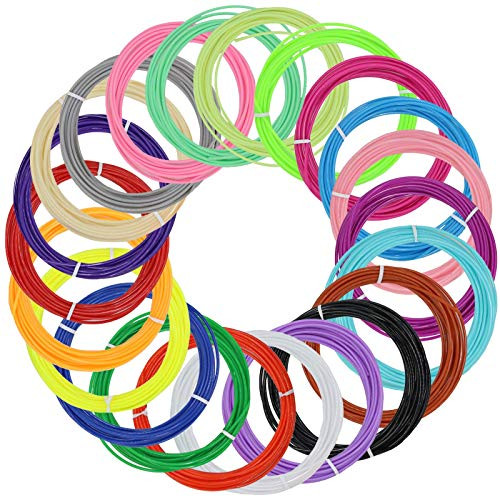 23 Color 3D Pen Filament Refills, 3D Printer PLA Filament for Pen, 1.75mm 3D Replacement Pen Refills Filament with 3 Glow in The Dark, 20 Color 16.4 Feet and 3 Color 10 Feet, Total 358 Feet Lengths