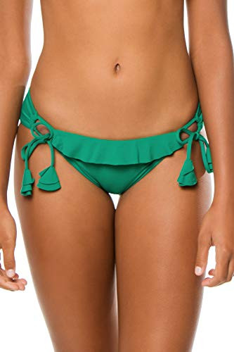 Becca by Rebecca Virtue Women's Ruffle Loop Tie Side Hipster Bikini Bottom Veridian S