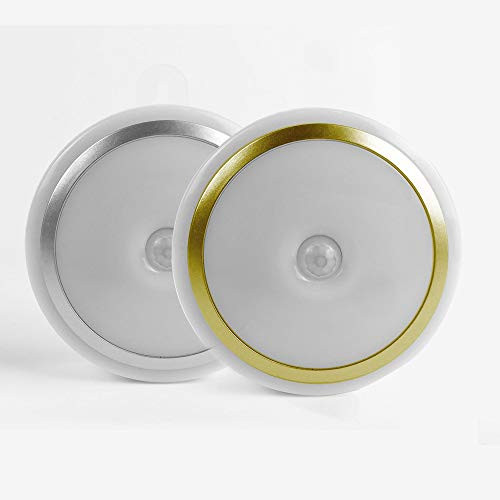 Led Motion Sensor Night Light, Built-in Rechargeable Battery Powered Closet Light, Stick-Anywhere Cordless Wall Light for Entrance, Cabinet, Hallway, Kitchen and Emergency (White, Battery)