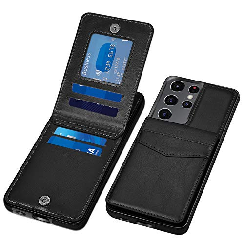 Galaxy S21 Ultra Case, COOYA for Samsung S21 Ultra Phone Case Wallet Case with Card Holder Magnetic Clasp PU Leather Card Case Protective Back Folio Flip Case for Samsung Galaxy S21 Ultra 5G 6.8 Inch