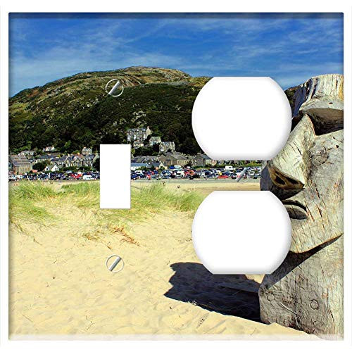 2-Gang, Toggle Outlet Combination Wall Plate Cover - Barmouth Wales Harbour Boats Sand Mawddach
