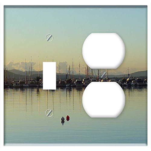 2-Gang, Toggle Outlet Combination Wall Plate Cover - Alghero Harbour Sunset Sardinia Italy Harbor Boat 2-Gang, Toggle Outlet Combination Wall Plate Cover - Alghero Harbour Sunset Sardinia Italy Harbor Boat