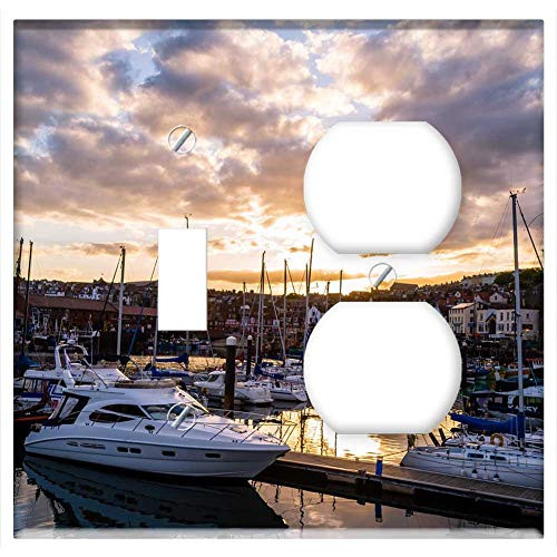 2-Gang, Toggle Outlet Combination Wall Plate Cover - Scarborough Harbour Seascape Last Light Sunset Sea 2-Gang, Toggle Outlet Combination Wall Plate Cover - Scarborough Harbour Seascape Last Light Sunset Sea