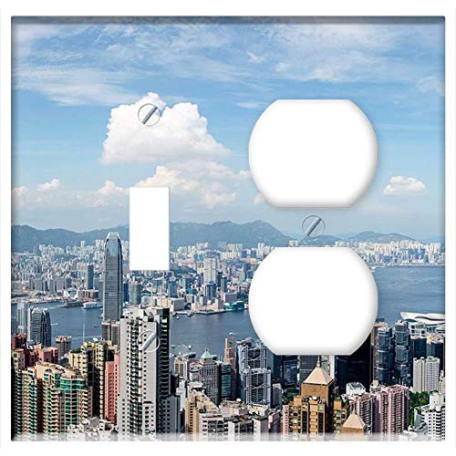 2-Gang, Toggle Outlet Combination Wall Plate Cover - Hong Kong Victoria Harbour Panorama Hong Kong City 2-Gang, Toggle Outlet Combination Wall Plate Cover - Hong Kong Victoria Harbour Panorama Hong Kong City