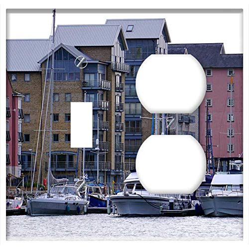 2-Gang, Toggle Outlet Combination Wall Plate Cover - Boats Harbour Bay Port Water Sailboat Marina