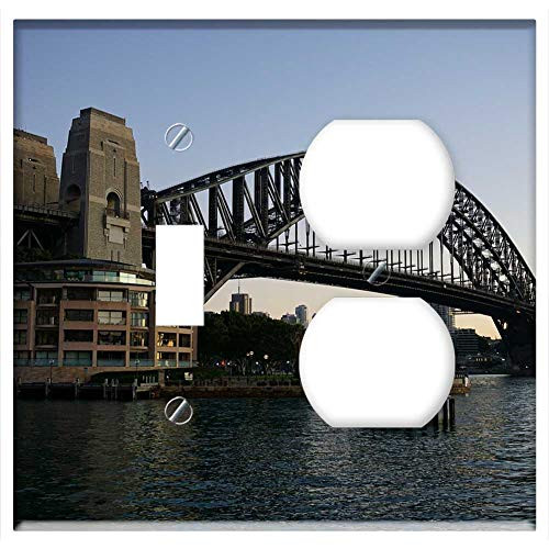 2-Gang, Toggle Outlet Combination Wall Plate Cover - Sydney Harbour Bridge Early Australia City