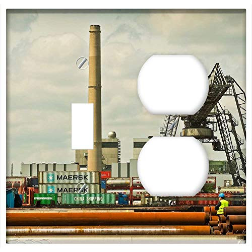 2-Gang, Toggle Outlet Combination Wall Plate Cover - Port Crane Harbour Crane Envelope Loading Crane 2-Gang, Toggle Outlet Combination Wall Plate Cover - Port Crane Harbour Crane Envelope Loading Crane