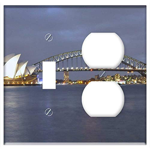 2-Gang, Toggle Outlet Combination Wall Plate Cover - Sydney Harbour Bridge Opera House Australia Bridge