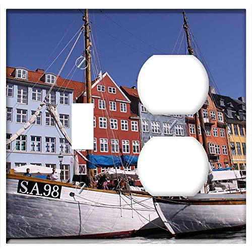 2-Gang, Toggle Outlet Combination Wall Plate Cover - Nyhavn Boats Harbour Canal Denmark Danish Nordic 2-Gang, Toggle Outlet Combination Wall Plate Cover - Nyhavn Boats Harbour Canal Denmark Danish Nordic