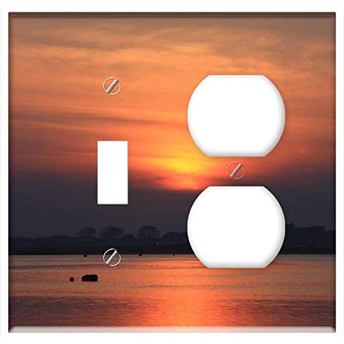 2-Gang, Toggle Outlet Combination Wall Plate Cover - Christchurch Dorset Sunset Harbour Boats Peaceful 2-Gang, Toggle Outlet Combination Wall Plate Cover - Christchurch Dorset Sunset Harbour Boats Peaceful