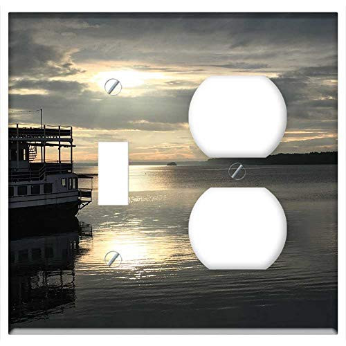 2-Gang, Toggle Outlet Combination Wall Plate Cover - Water Sweden Sunset Boat Harbour Harbor Baltic 2-Gang, Toggle Outlet Combination Wall Plate Cover - Water Sweden Sunset Boat Harbour Harbor Baltic