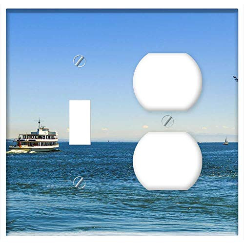 2-Gang, Toggle Outlet Combination Wall Plate Cover - Constance Harbour Entrance Lake Constance Lighthouse