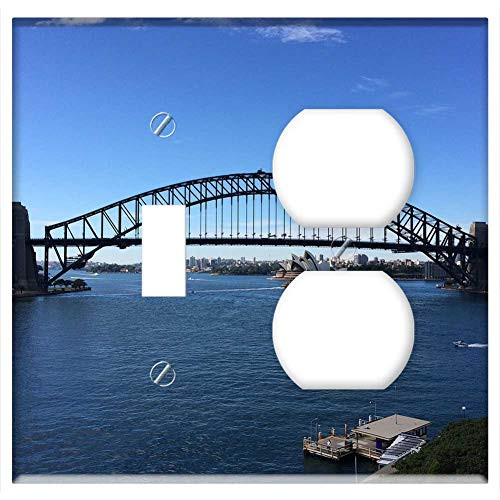 2-Gang, Toggle Outlet Combination Wall Plate Cover - Sydney Bridge Australia Harbour City Architecture