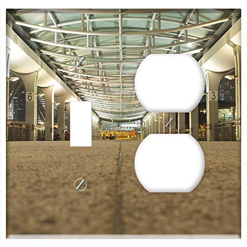 2-Gang, Toggle Outlet Combination Wall Plate Cover - Architecture Harbour Pier Hong Kong Dusk Night 2-Gang, Toggle Outlet Combination Wall Plate Cover - Architecture Harbour Pier Hong Kong Dusk Night