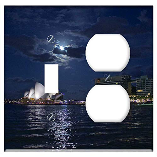 2-Gang, Toggle Outlet Combination Wall Plate Cover - Sydney Opera House Night Australia Harbour Landmark 2-Gang, Toggle Outlet Combination Wall Plate Cover - Sydney Opera House Night Australia Harbour Landmark