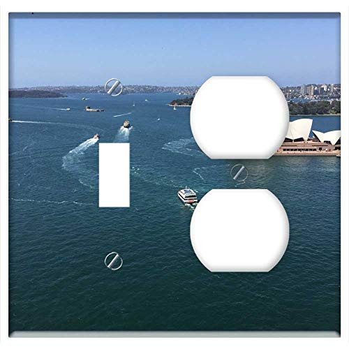 2-Gang, Toggle Outlet Combination Wall Plate Cover - Sydney Harbor Opera House Bridge Australia Harbour 2-Gang, Toggle Outlet Combination Wall Plate Cover - Sydney Harbor Opera House Bridge Australia Harbour