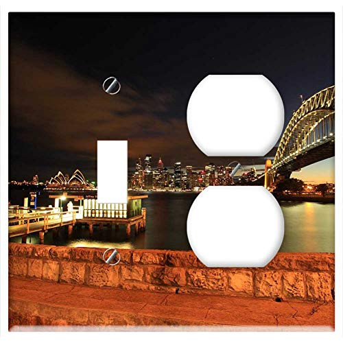 2-Gang, Toggle Outlet Combination Wall Plate Cover - Wall Bridge Sydney Harbour Landmark Tourist