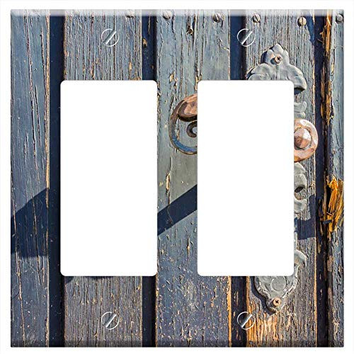 Switch Plate Double Rocker/GFCI - Door Knob Door Handle Metal Iron Stainless Old