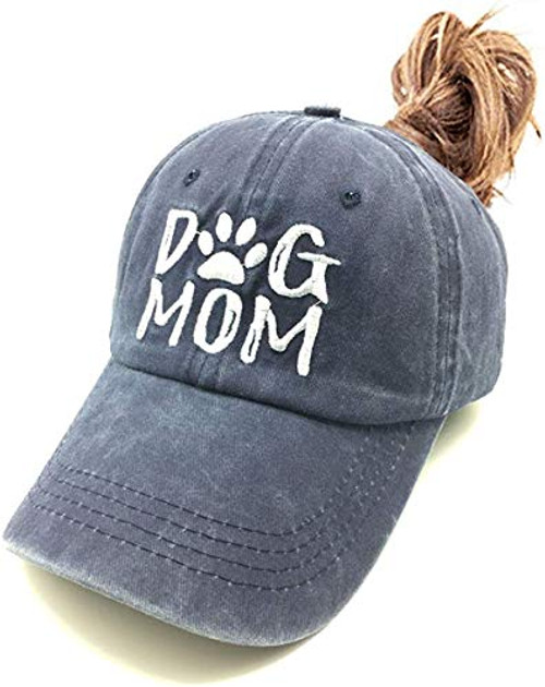 Waldeal Women's Embroideried Dog Mom High Ponytail Baseball Caps Washed Dad Hat Blue Waldeal Women's Embroideried Dog Mom High Ponytail Baseball Caps Washed Dad Hat Blue